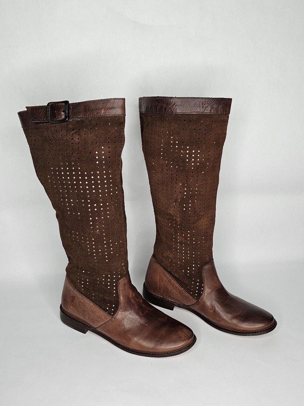 Frye Leather Suede Sloutch Perforated Brown Riding Boots 9
